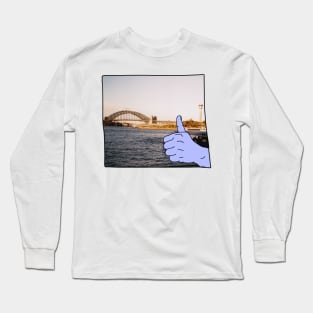 Sydney Harbour Bridge Thumbs Up Postcard Illustration Long Sleeve T-Shirt